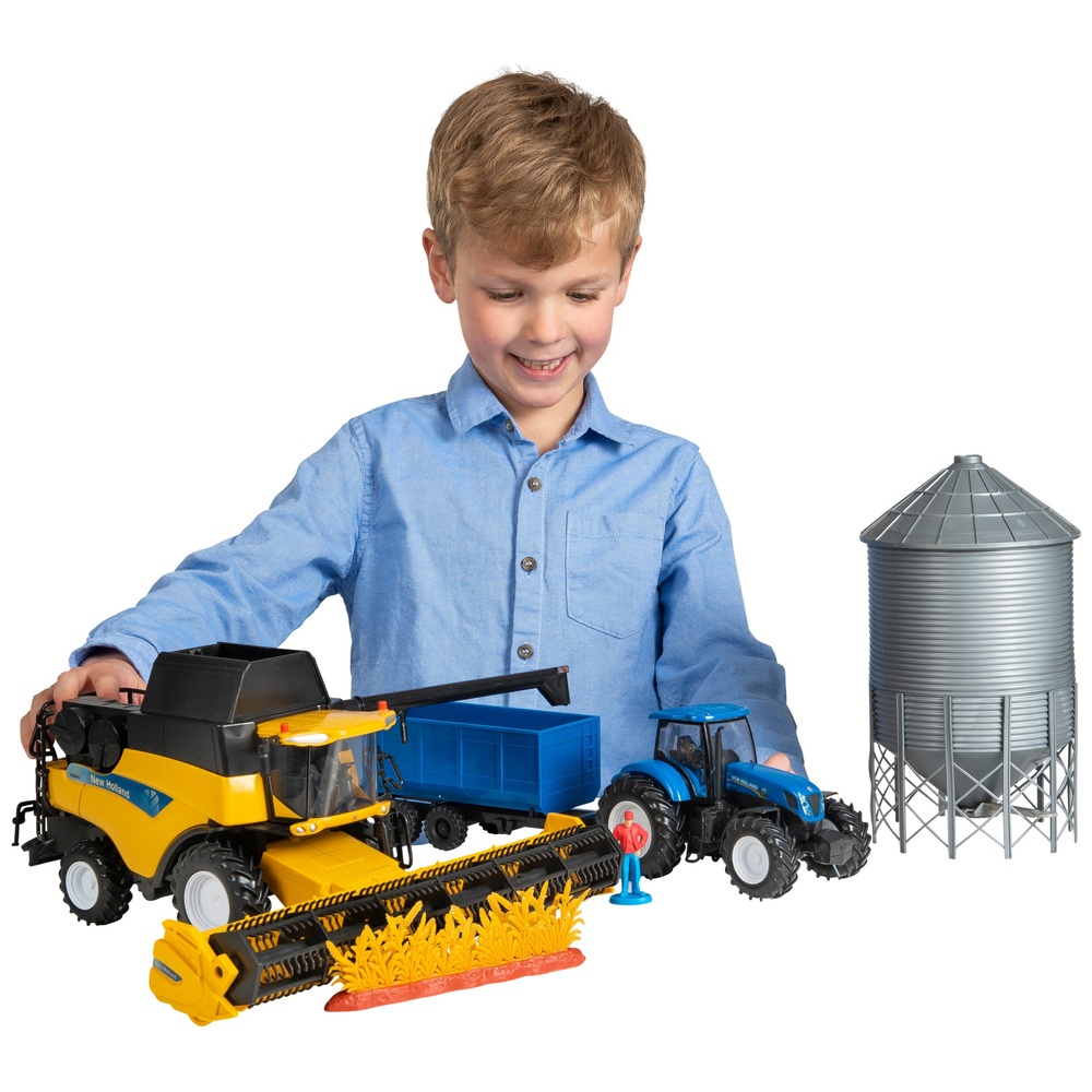 New Holland 132 Harvester, Tractor & Grain Bin Set Smyths Toys UK