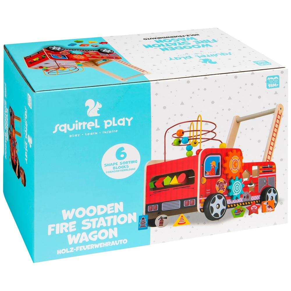 Squirrel Play Wooden Baby Fire Engine Wagon Activity Walker | Smyths