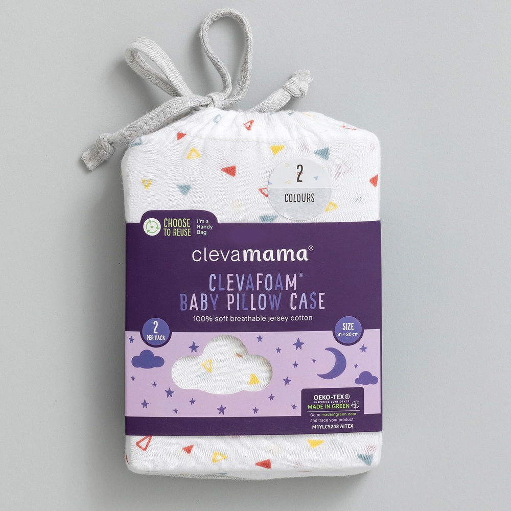 ClevaMama ClevaFoam Baby Pillow Case 2 Pack Grey Smyths Toys UK