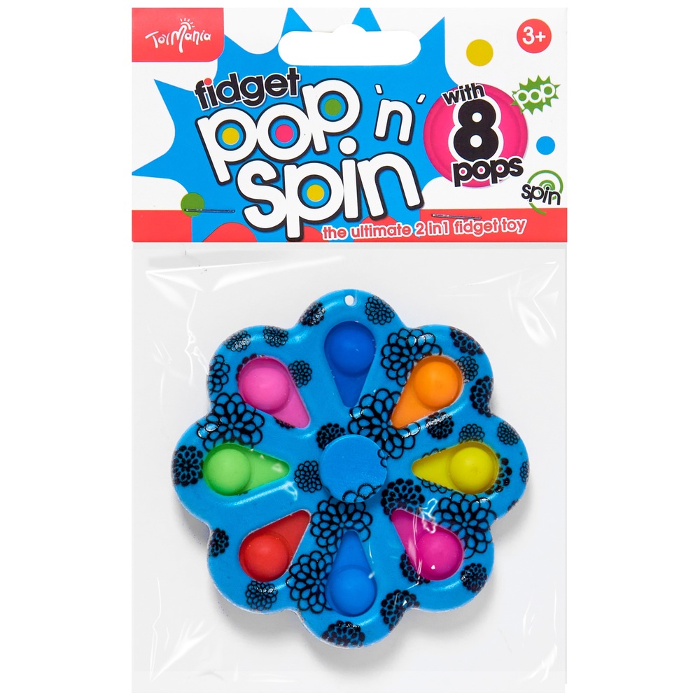Toy Mania Pop ’n’ Spin Fidget Spinner with 8 Pops Assortment Smyths