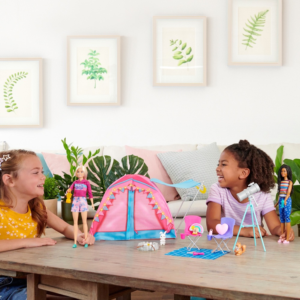 Barbie Let's Go Camping Tent Playset and 2 Dolls Smyths Toys UK
