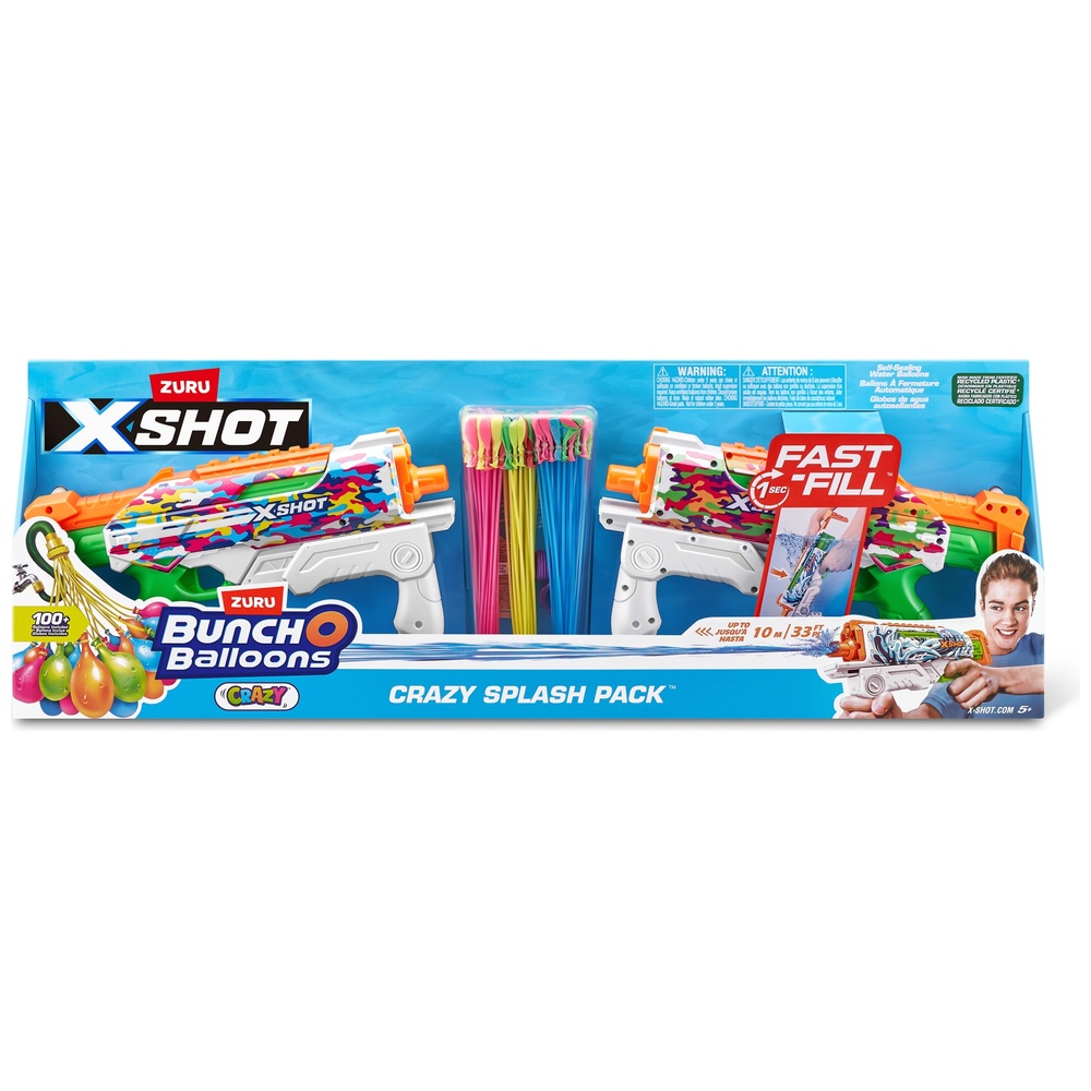 XShot Fast Fill Skins Blaster und Bunch O Balloons Crazy Splash Pack