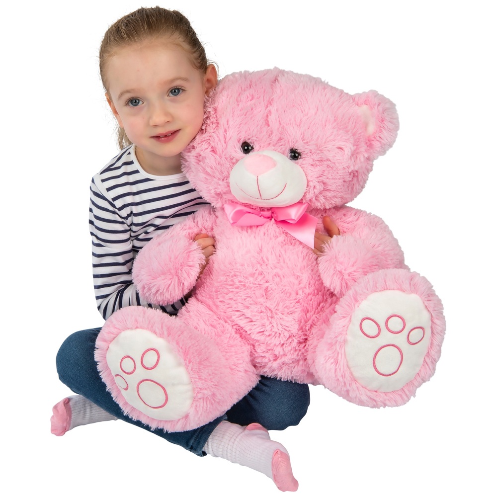 43cm Sitting Teddy Bear Pink Smyths Toys UK