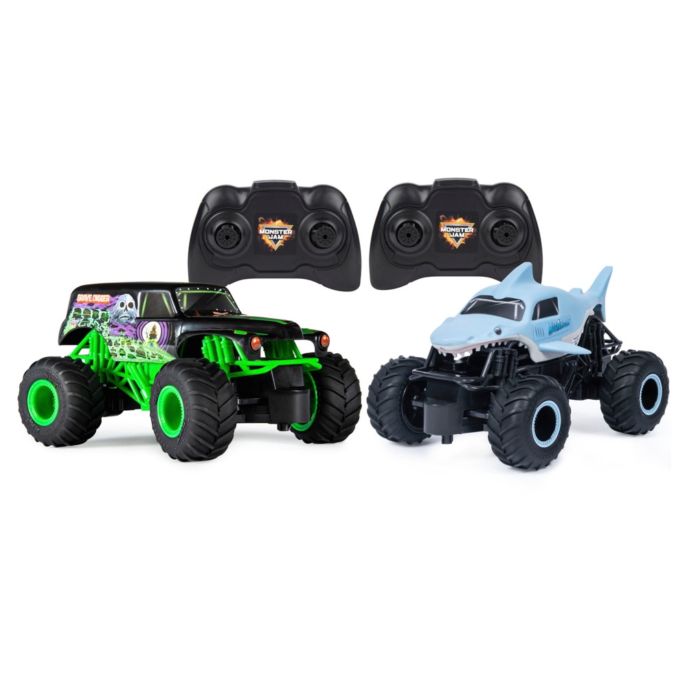 Monster Jam Grave Digger Vs. Megalodon Racing Rivals Remote Control