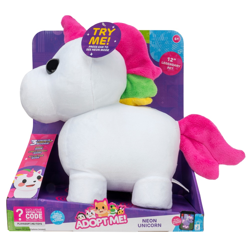 Adopt Me! Kuscheltier Neon Einhorn Plüschfigur mit Licht 30 cm Smyths