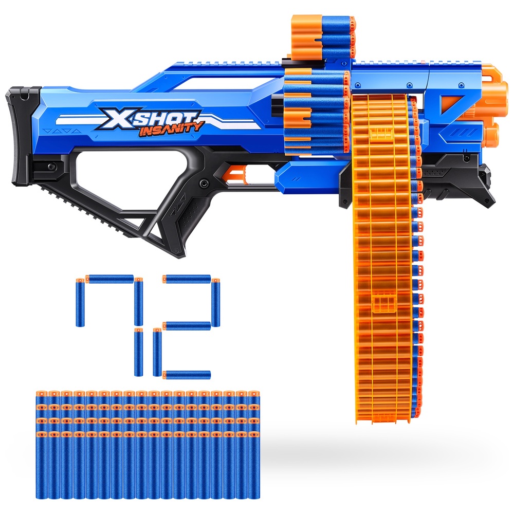 XShot Insanity Mad Mega Barrel Blaster mit 72 Darts Smyths Toys