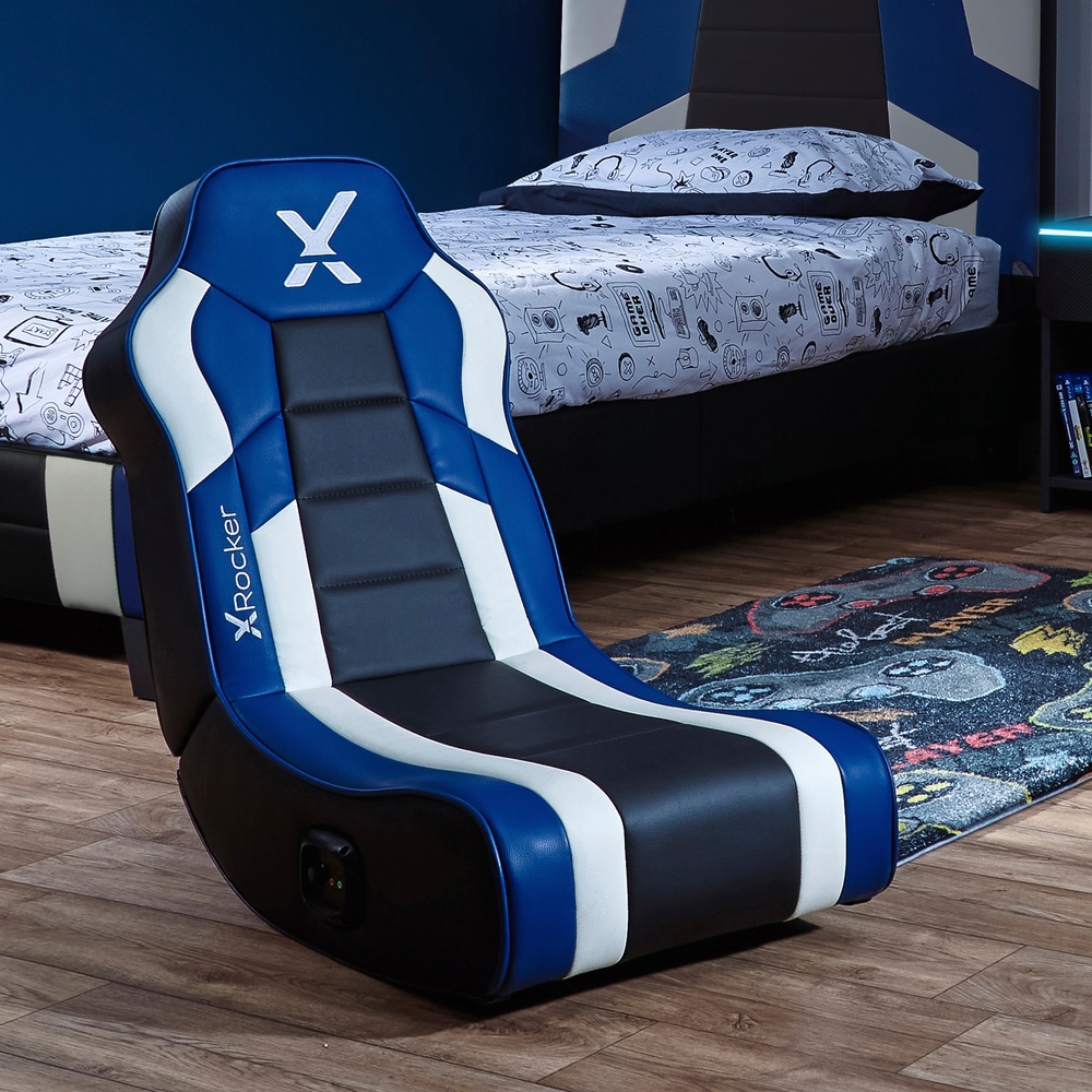 X Rocker Orbit eSports 2.0 Audio Floor Rocker Gaming Chair Blue