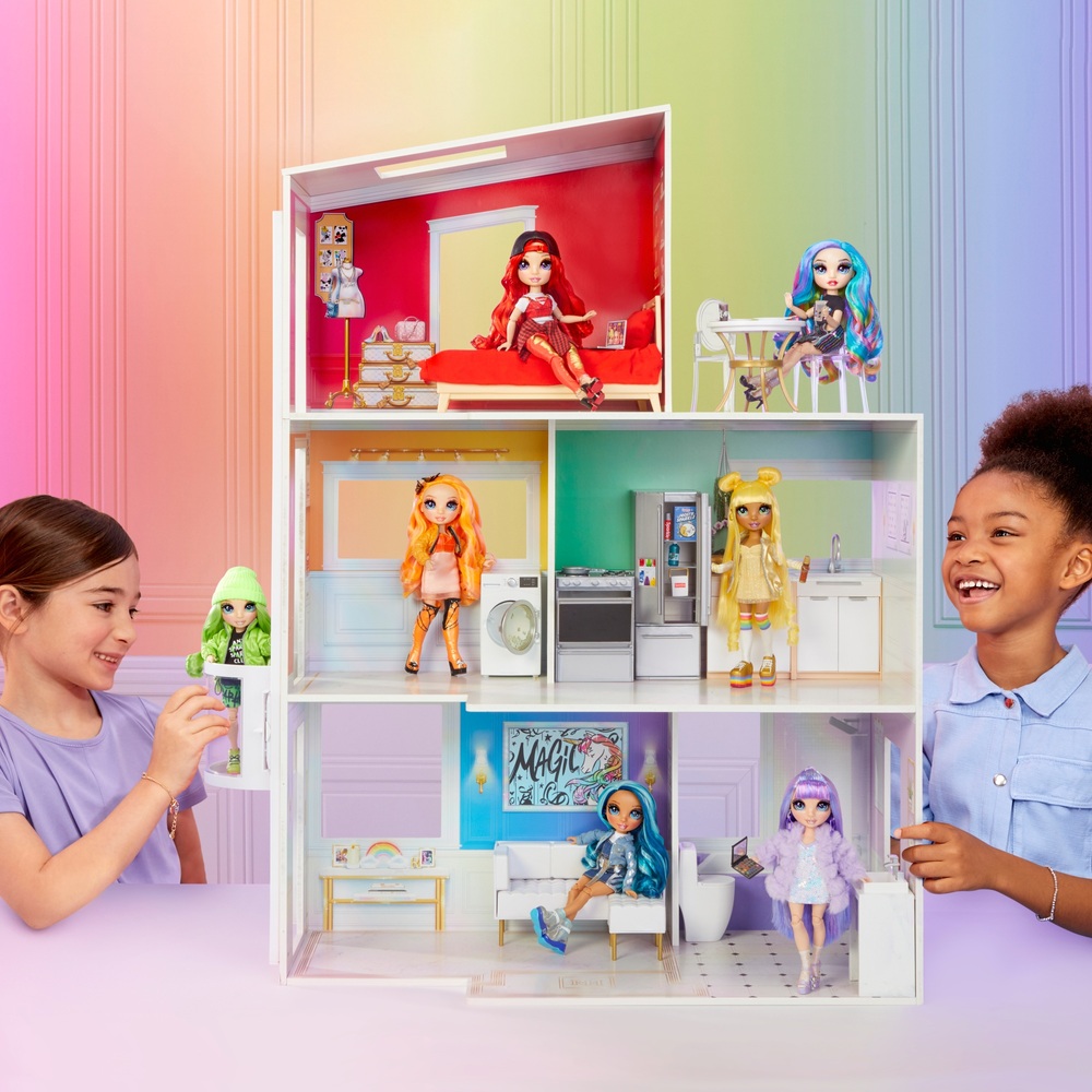 Rainbow High 3Story Wooden Townhouse Doll House Set Smyths Toys UK