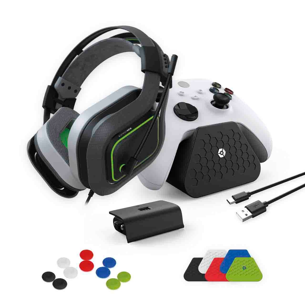 Gioteck Essential Pack for Xbox Headset, Charging Stand with Battery