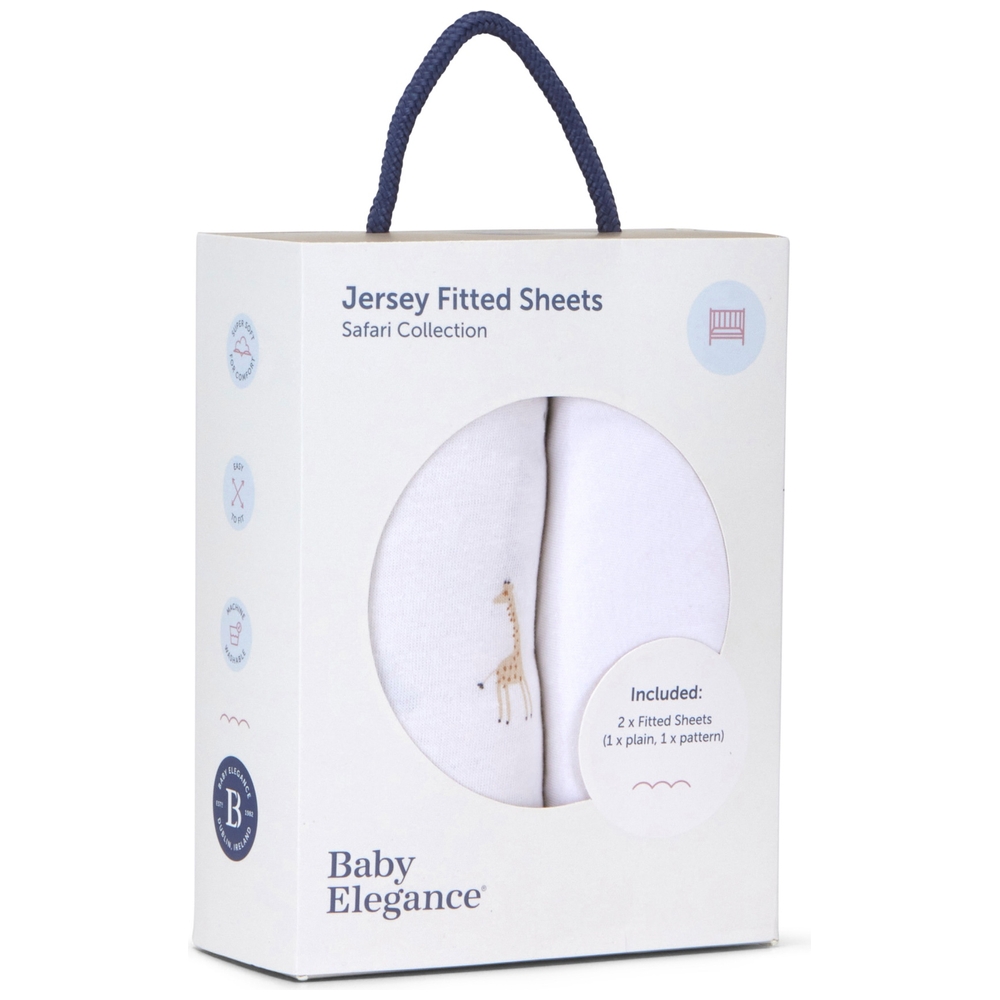 Baby Elegance 120x60cm Jersey Cotton Cot Sheets 2 Pack Safari Smyths