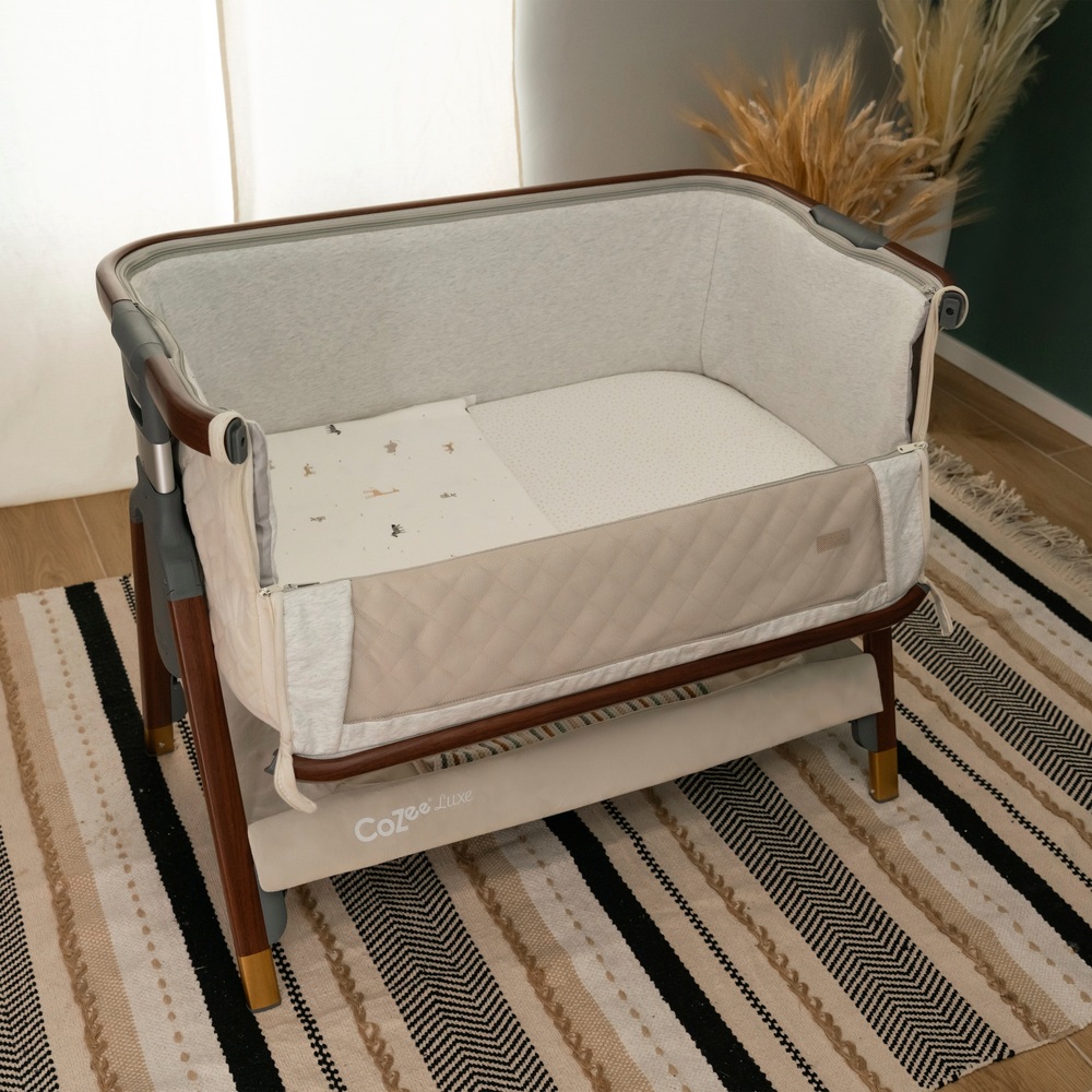 Tutti Bambini CoZee Luxe Bedside Crib Walnut & Cream Smyths Toys UK