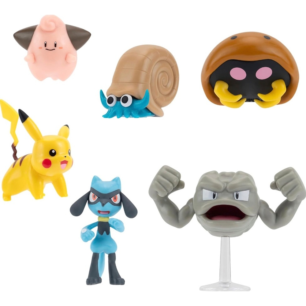 Pokémon Battle Figuren 6erSet Pikachu, Pii, Riolu, Kleinstein