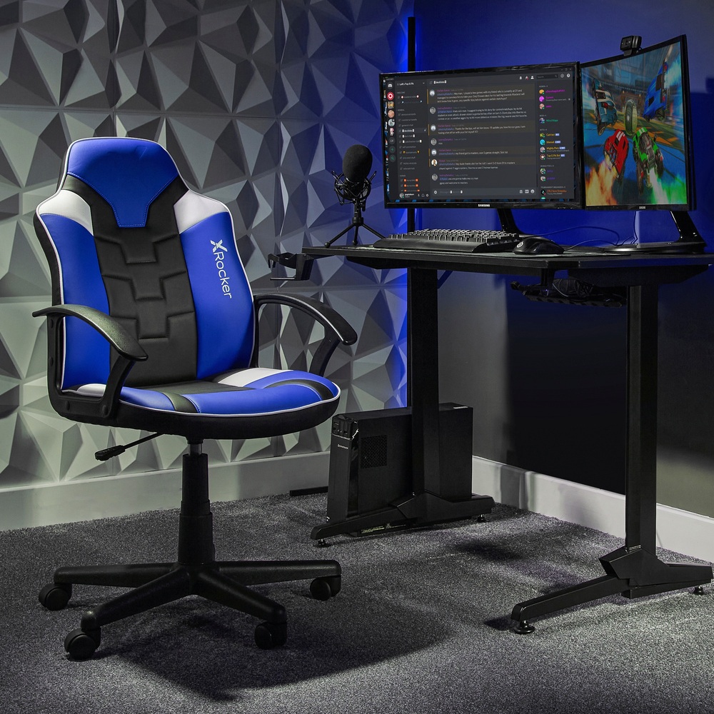 X Rocker Apollo MidBack Office Gaming Chair Blue Smyths Toys UK