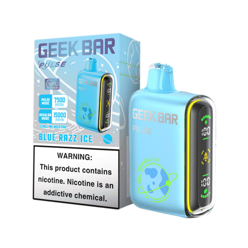 Blue Razz Ice Geek Bar Pulse 15000 Disposable Vape Kit Vapesourcing