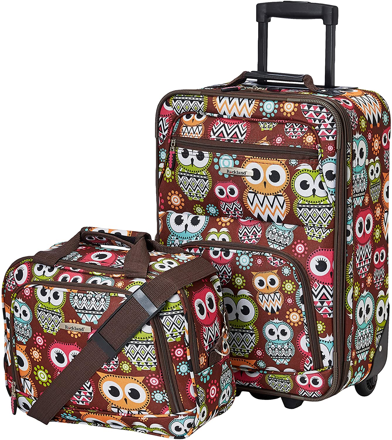 Rockland Fashion Softside Upright Luggage Set, Owl, 2Piece (14/19