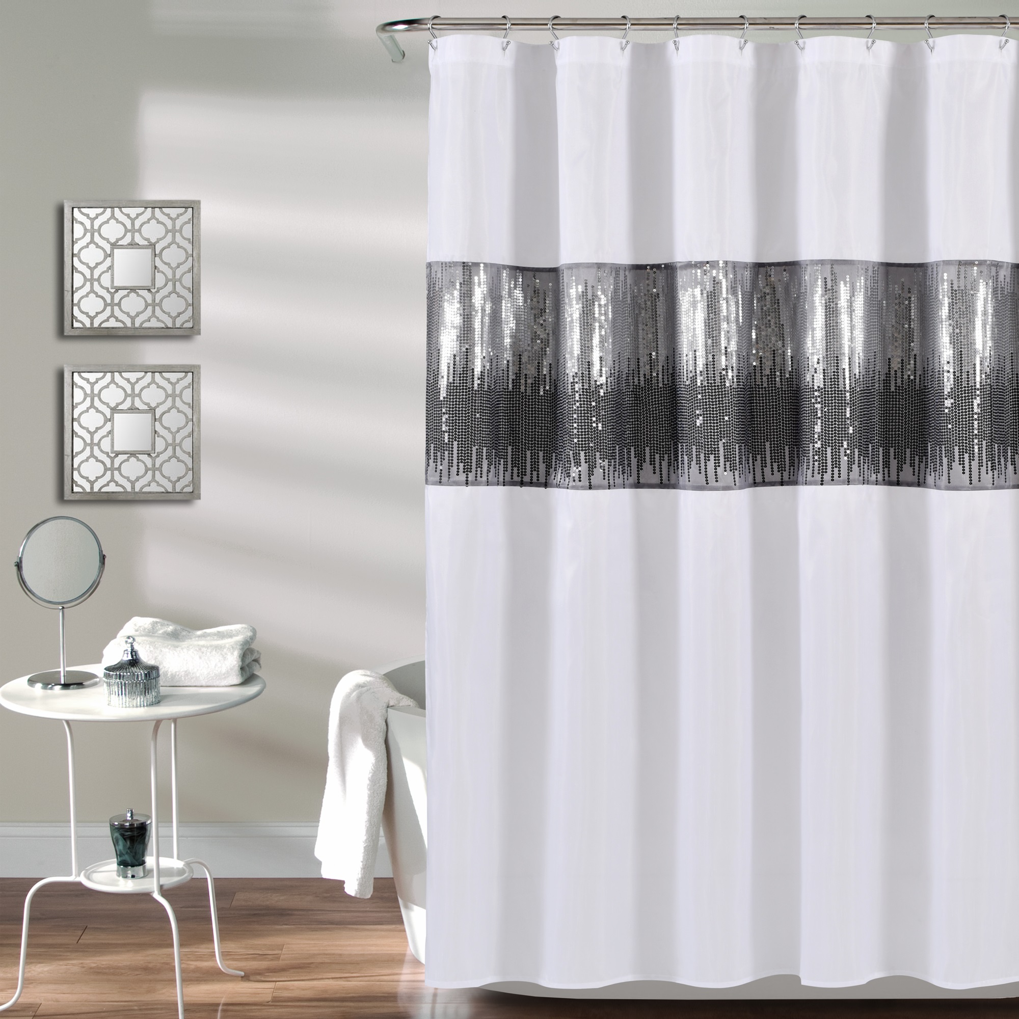 Lush Decor Night Sky Shower Curtain White/White Single 72X72