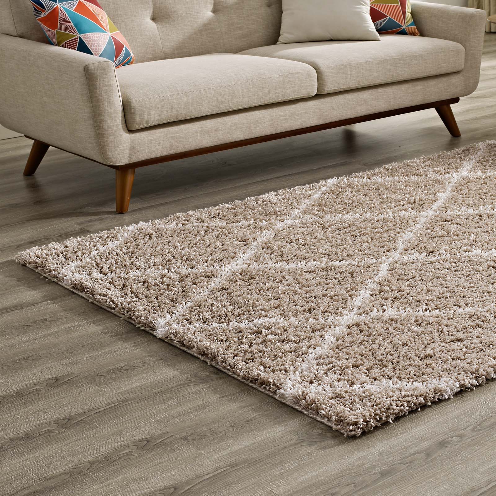 Toryn Diamond Lattice 8x10 Shag Area Rug Navy and Ivory eBay