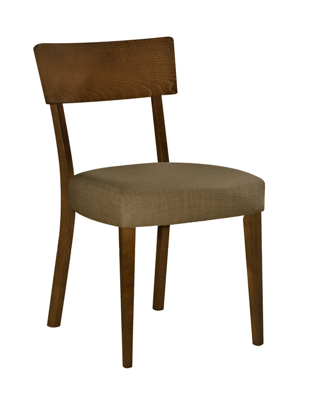 New Spec Wooden dining chair with upholstery fabric cushion in walnut color