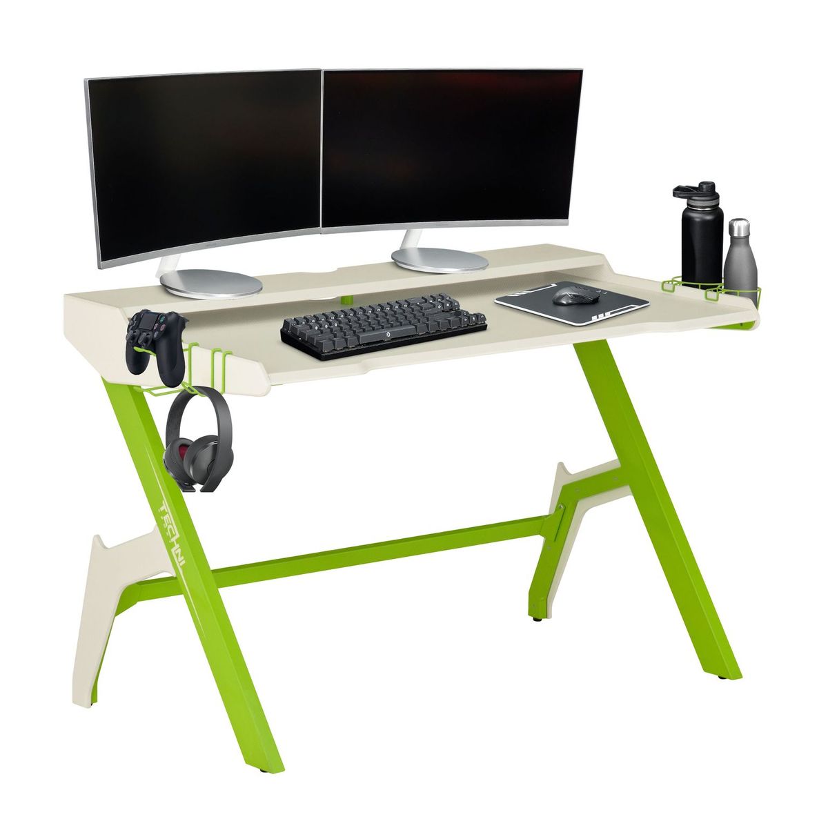Techni Mobili Ergonomic Computer Desk Techni Sport Ergonomic Computer Gaming Desk Workstation with Cupholder
