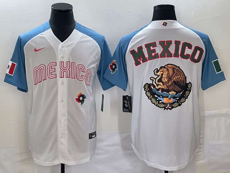 Men’s Mexico Baseball 2023 White Blue Team Big Logo World Baseball