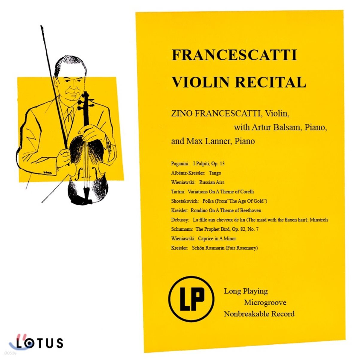Zino Francescatti 지노 프란체스카티 바이올린 리사이틀 (Violin Recital) [LP] 예스24