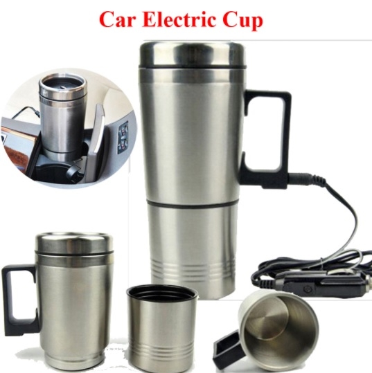 Car Electric Thermos Cup Stainless Steel 300ml 12V 70W 3in1 Set