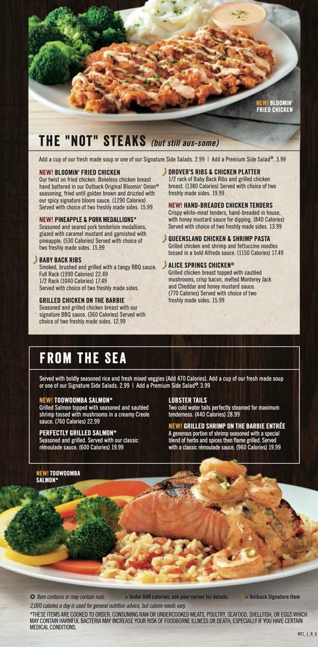Online Menu of Outback Steakhouse Restaurant, Findlay, Ohio, 45840 Zmenu