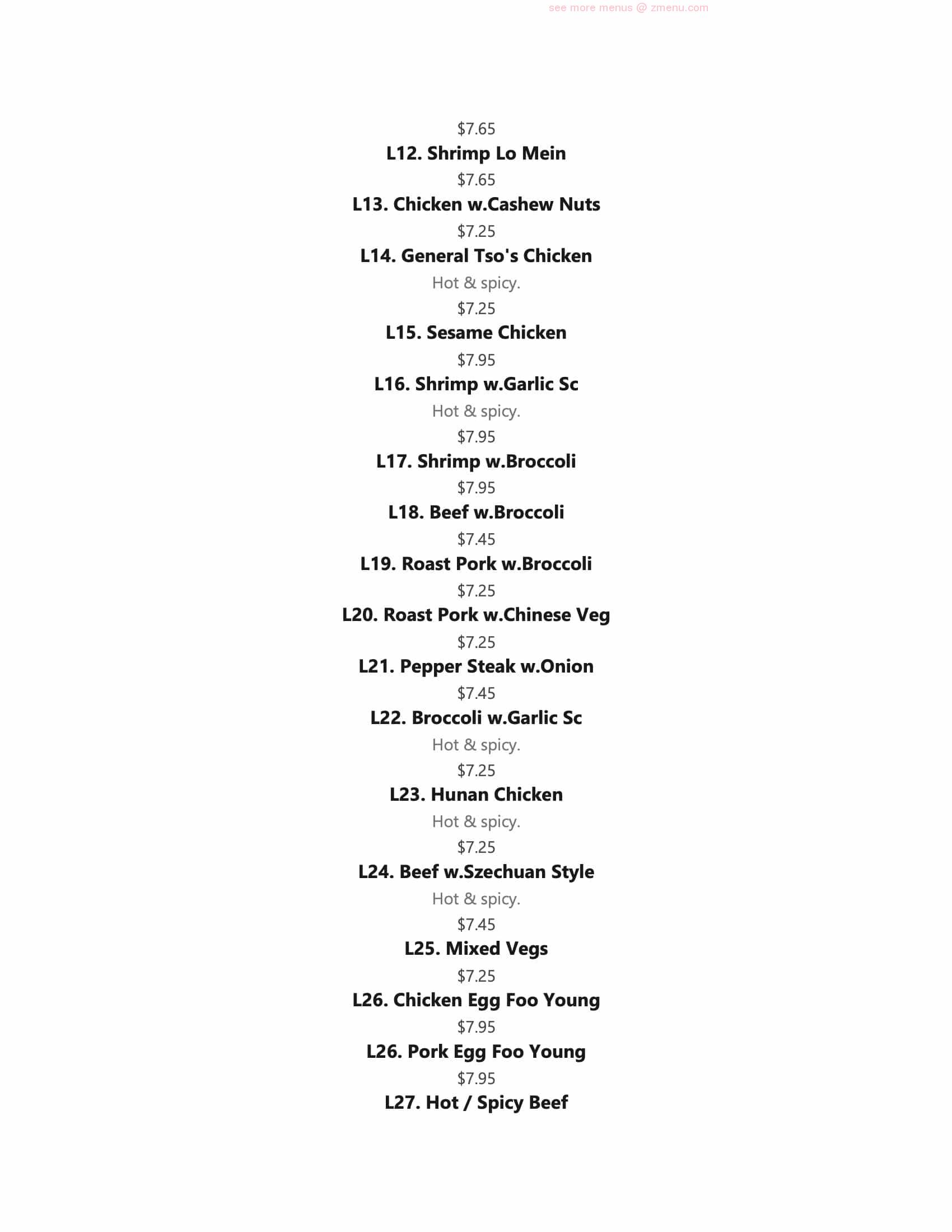 Online Menu of China One Restaurant, Sophia, West Virginia, 25921 Zmenu