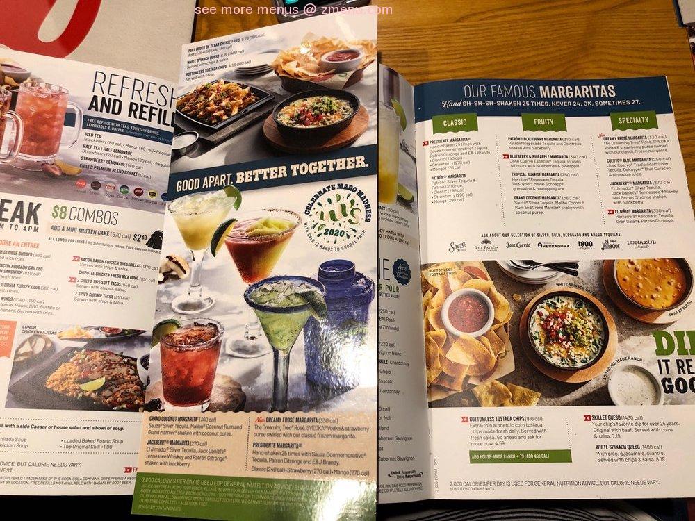 Online Menu of Chilis Restaurant, Casa Grande, Arizona, 85122 Zmenu