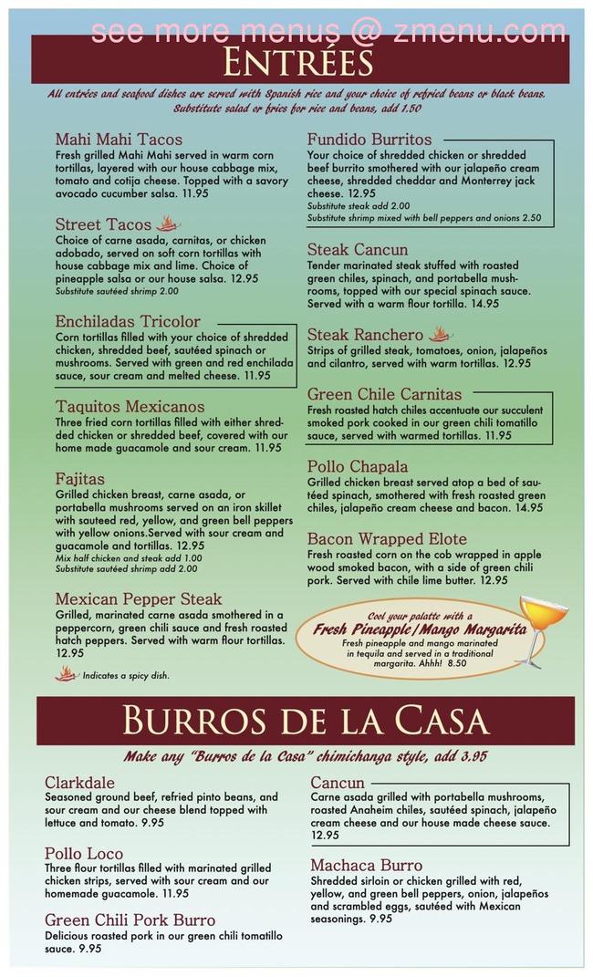 Online Menu of Su Casa Restaurant, Clarkdale, Arizona, 86324 Zmenu