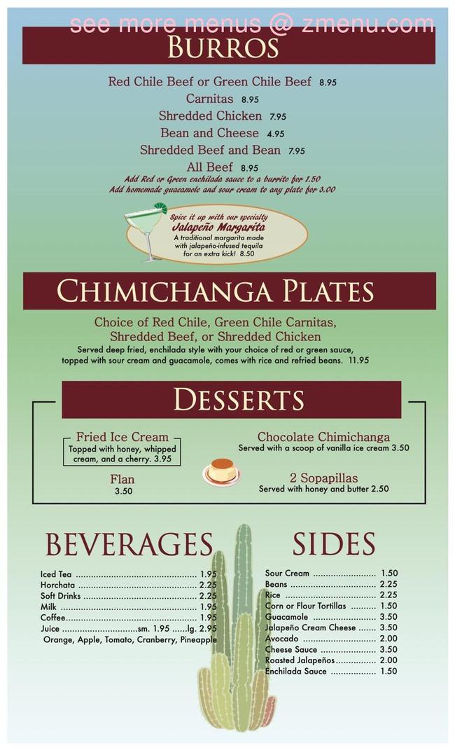 Online Menu of Su Casa Restaurant, Clarkdale, Arizona, 86324 Zmenu