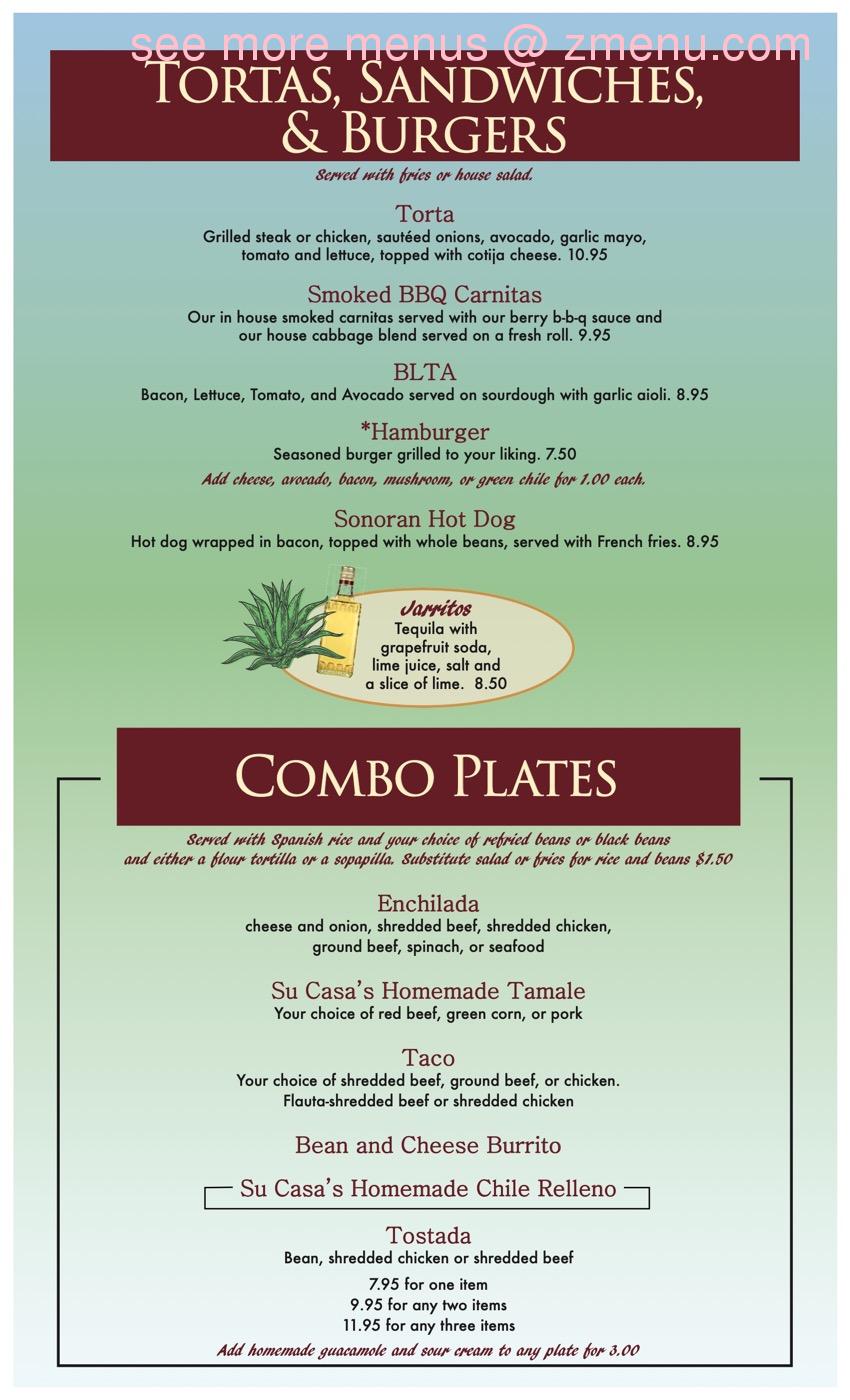 Online Menu of Su Casa Restaurant, Clarkdale, Arizona, 86324 Zmenu