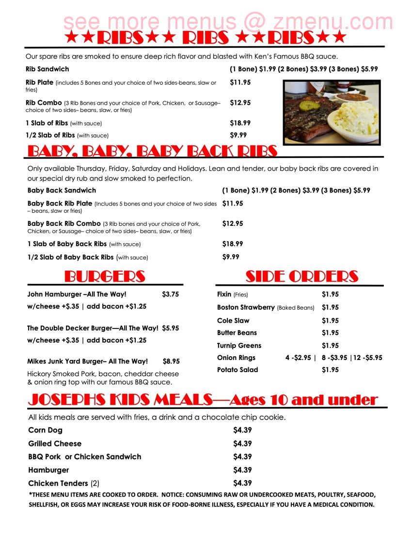 Online Menu of Kens Hickory Pit Barbecue Restaurant, Birmingham