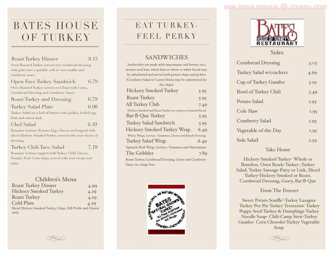 Online Menu of Bates House of Turkey Restaurant, Greenville, Alabama