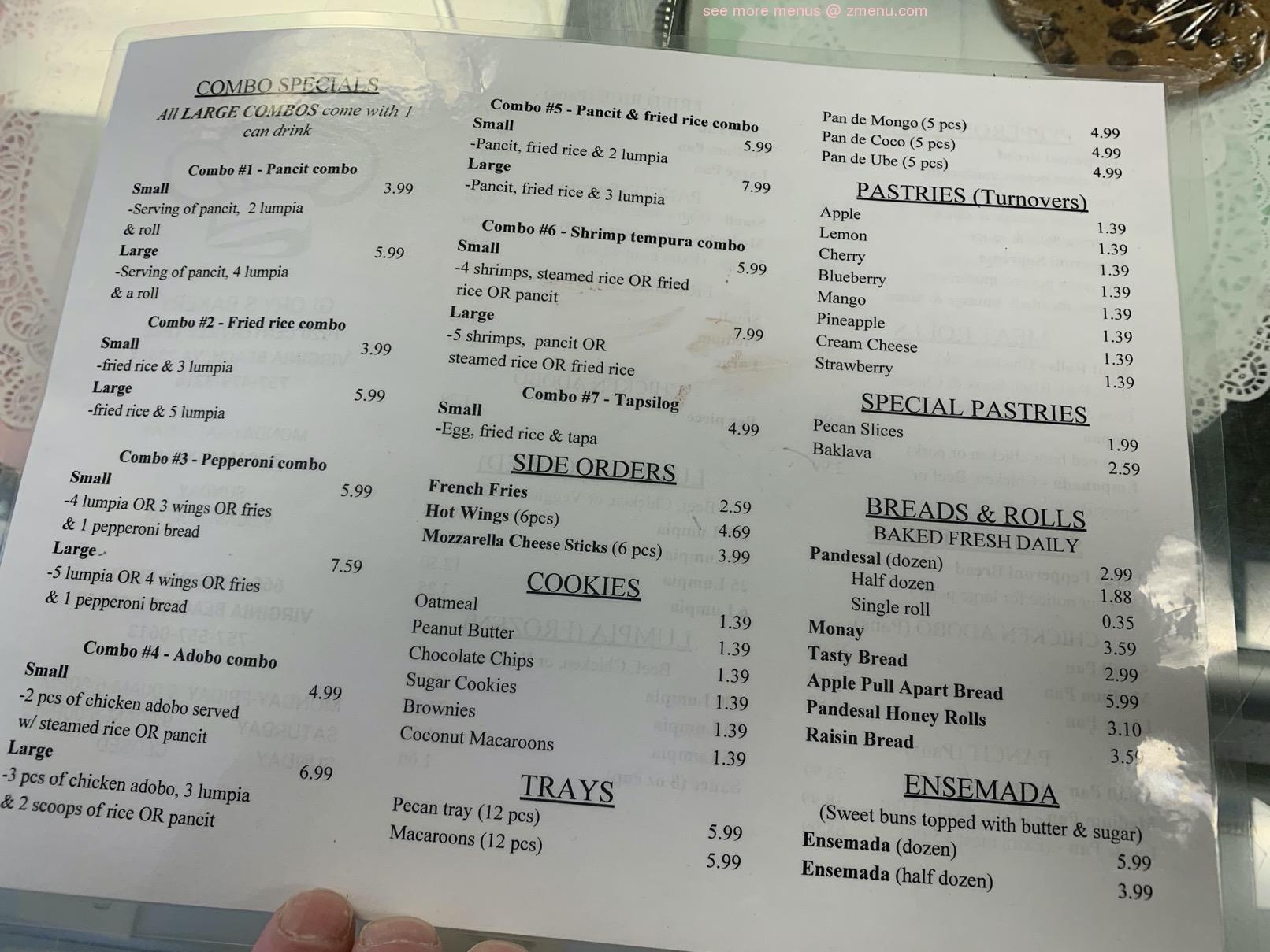 Online Menu of Glorys Bakery Restaurant, Virginia Beach, Virginia