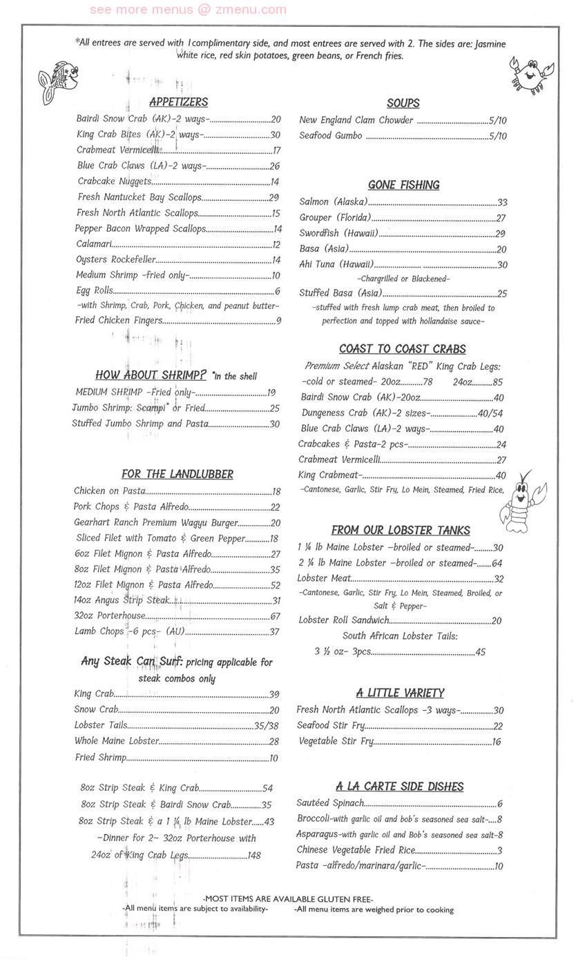 Online Menu of Bob Chinns Crab House Restaurant, Wheeling, Illinois