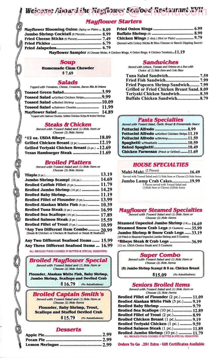 Online Menu of Mayflower Seafood Restaurant, Wilson, North Carolina