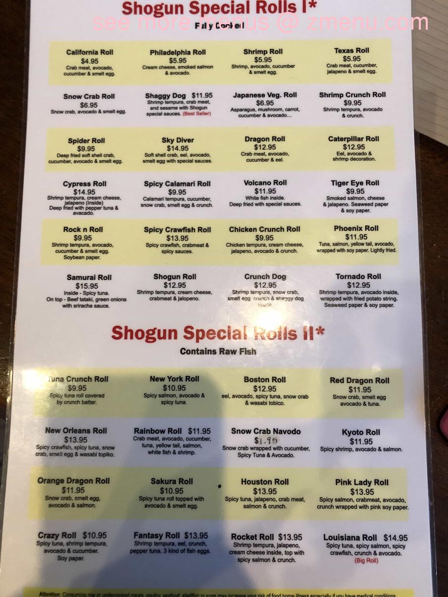 Online Menu of Shogun Japanese Grill & Sushi Bar Restaurant, New
