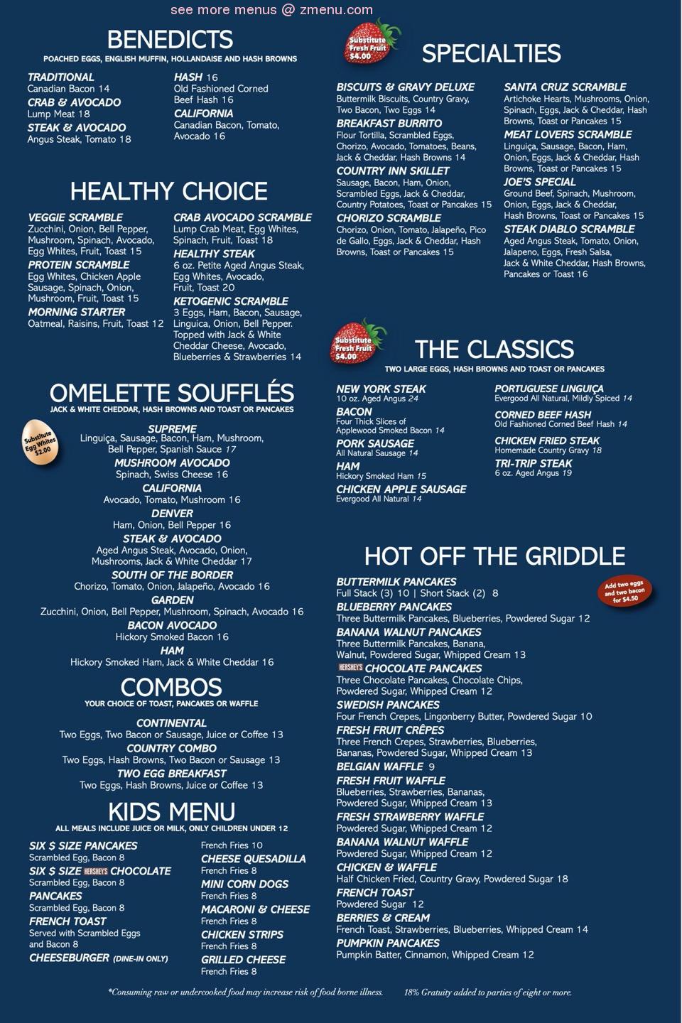 Online Menu of Holder's Country Inn Restaurant, San Jose, California