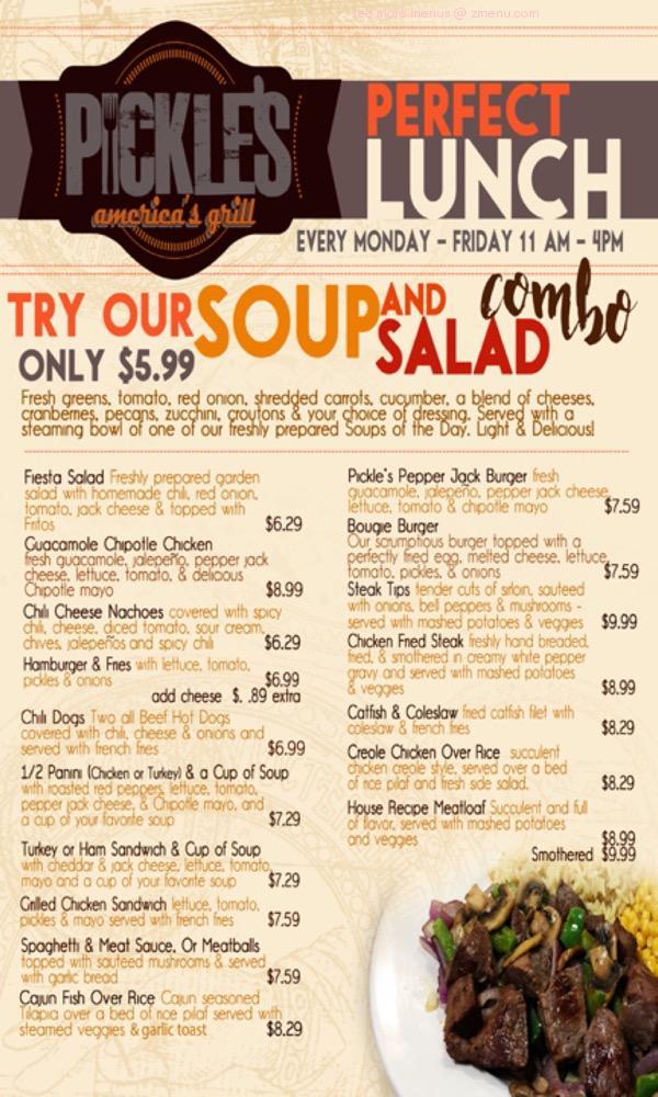 Online Menu of Pickles Restaurant Restaurant, Edmond, Oklahoma, 73034 Zmenu