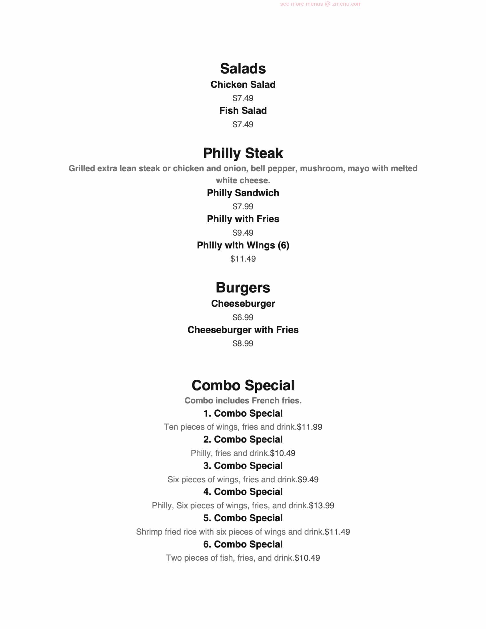 Online Menu of G Town Wings and Teriyaki Restaurant, Carrollton