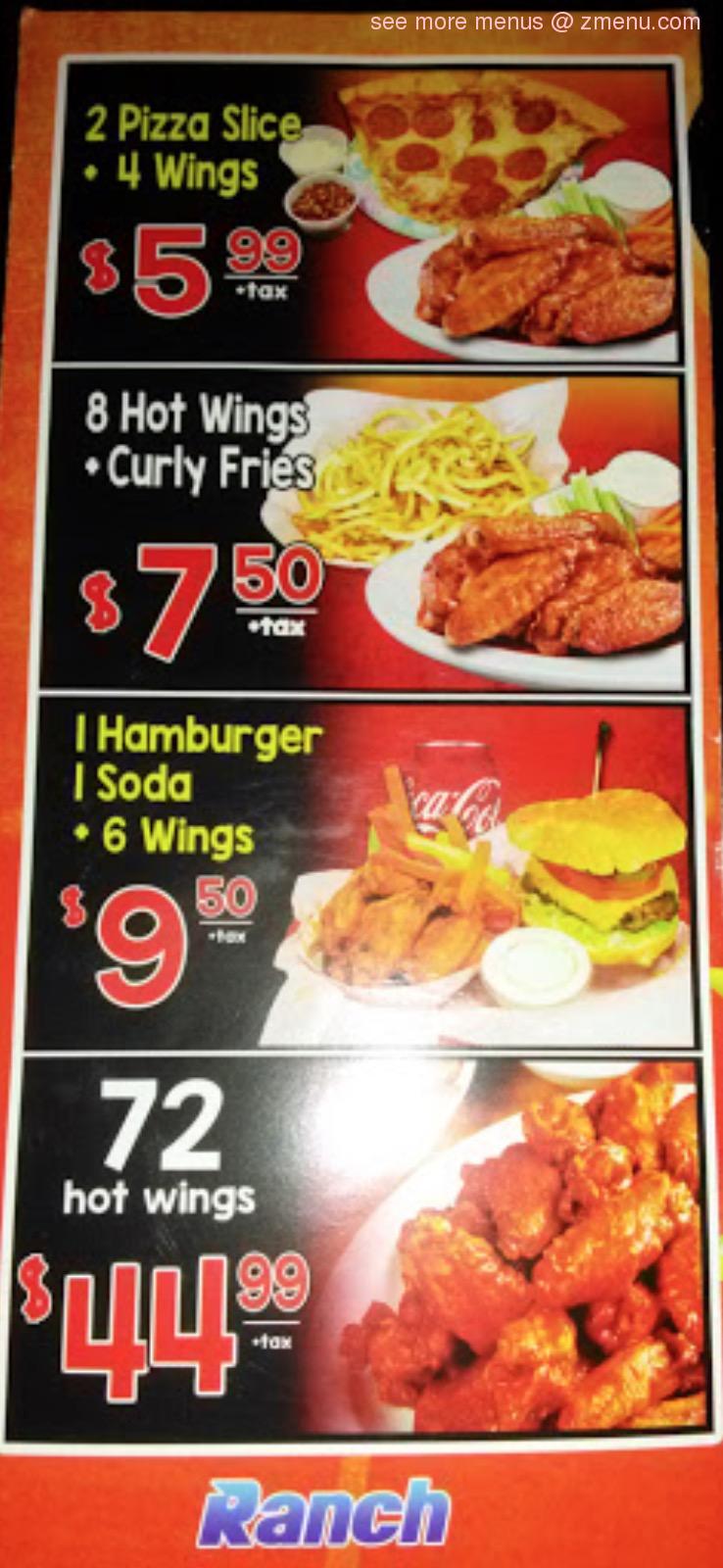 Menu at Aldo's Hot Wings restaurant, Phoenix, 7537 W Thomas Rd