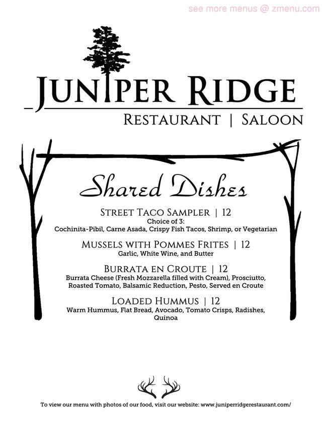 Online Menu of Juniper Ridge Restaurant and Saloon Restaurant, Fredonia