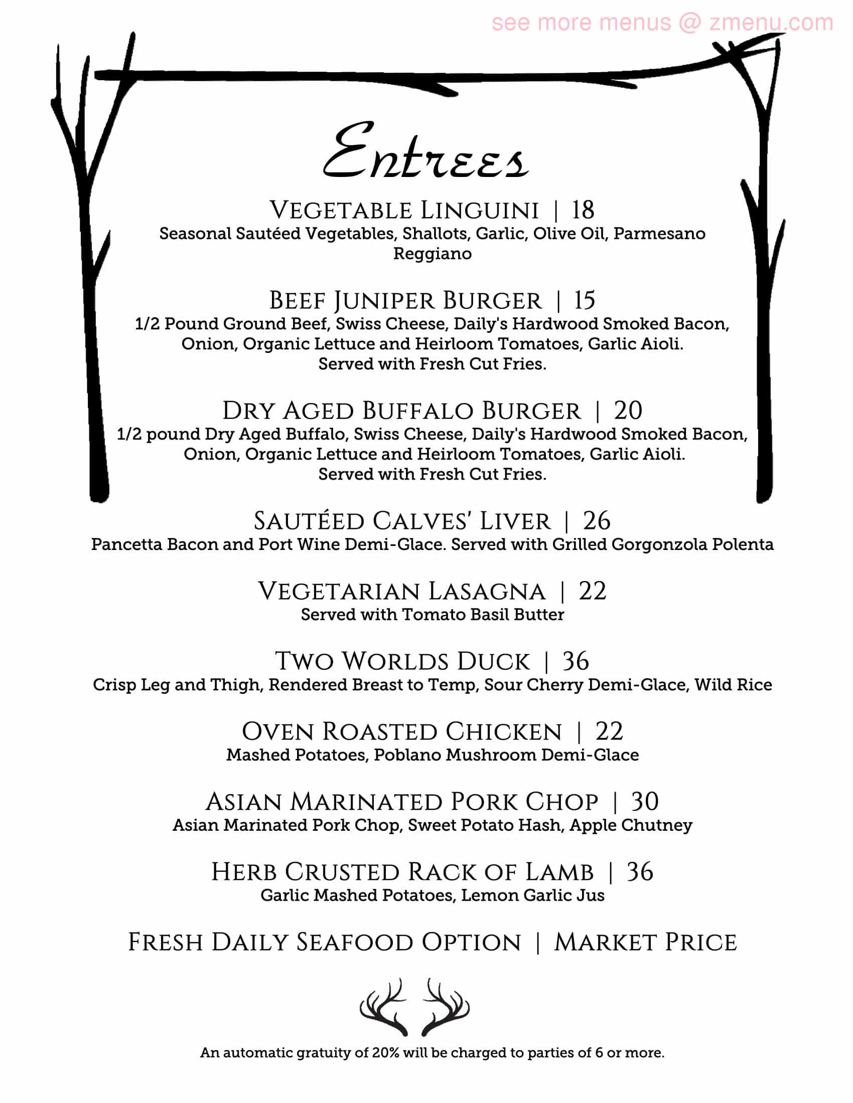 Online Menu of Juniper Ridge Restaurant and Saloon Restaurant, Fredonia