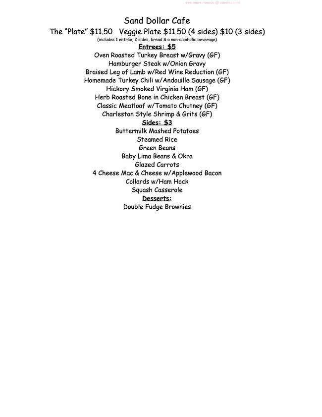 Online Menu of Sand Dollar Cafe Restaurant, Port Saint Joe, Florida