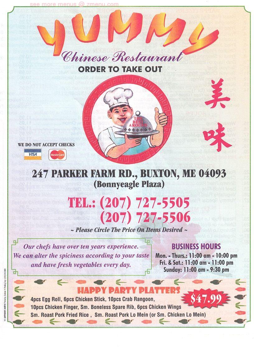Online Menu of Yummy Chinese Restaurant Restaurant, Buxton, Maine