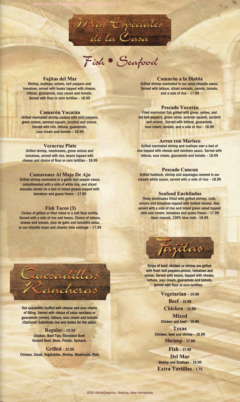 Online Menu of La Carreta Mexican Restaurant Restaurant, Manchester