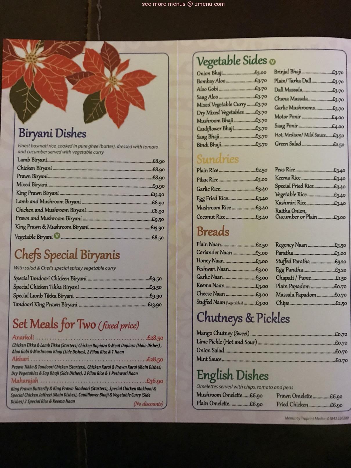 Online Menu of Regency Tandoori Restaurant, WestgateonSea, United
