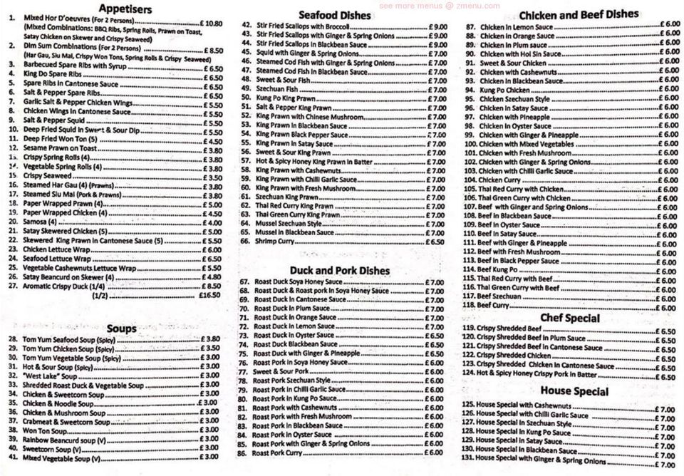 Online Menu of Tops Chinese Restaurant Restaurant, Llandudno, United