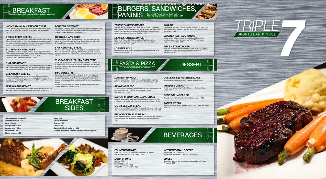 Online Menu of Triple 7 Sports Bar & Grill Restaurant, Hawaiian Gardens, California, 90716 Zmenu